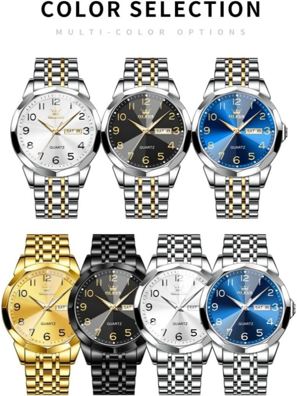 Men's Silver Blue Analog Simple Business Stainless Waterproof Luminous Watch - Picture 6 of 6